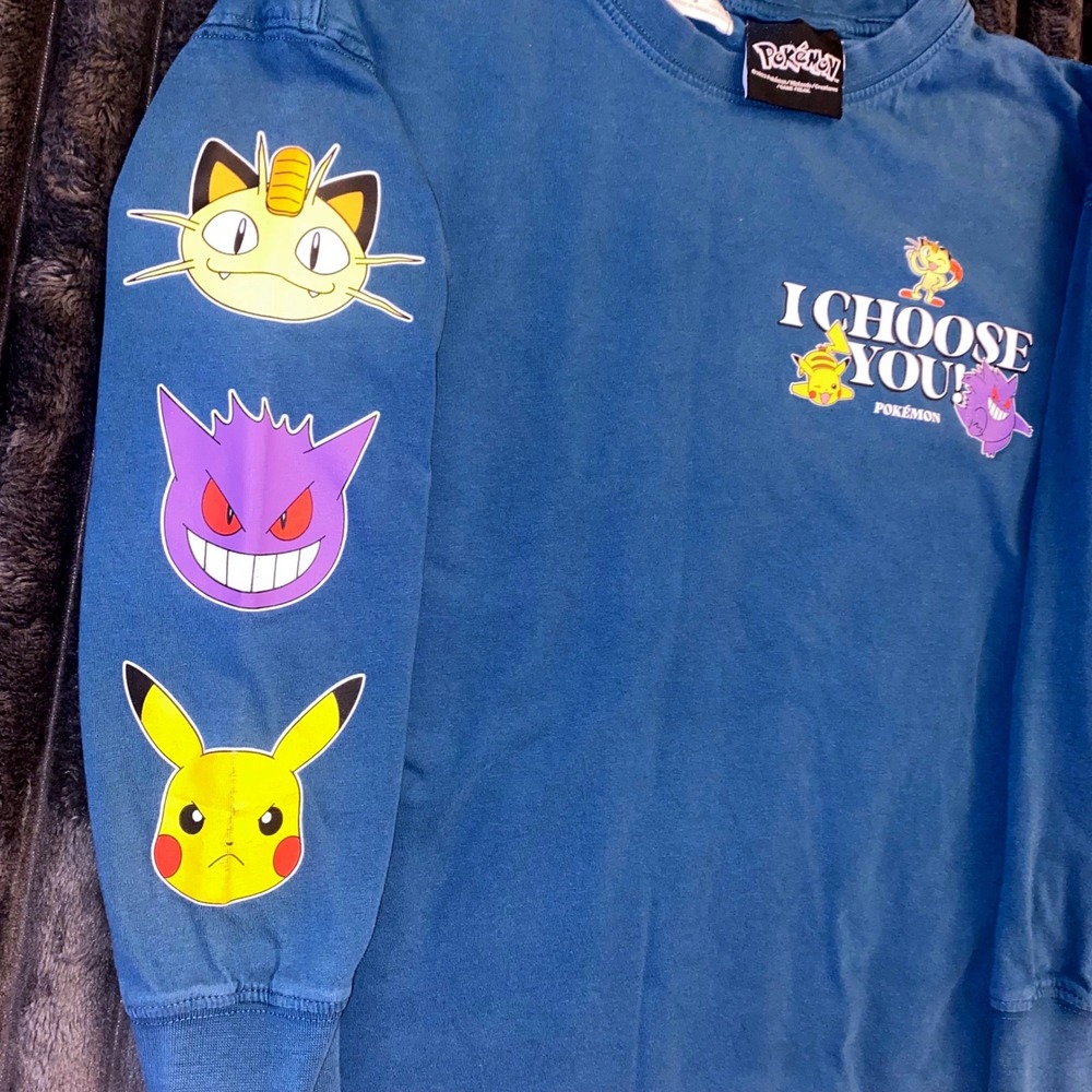 Zara Kids Pokemon I Choose You Teal Blue Long Sleeve Graphic T-Shirt Size 9